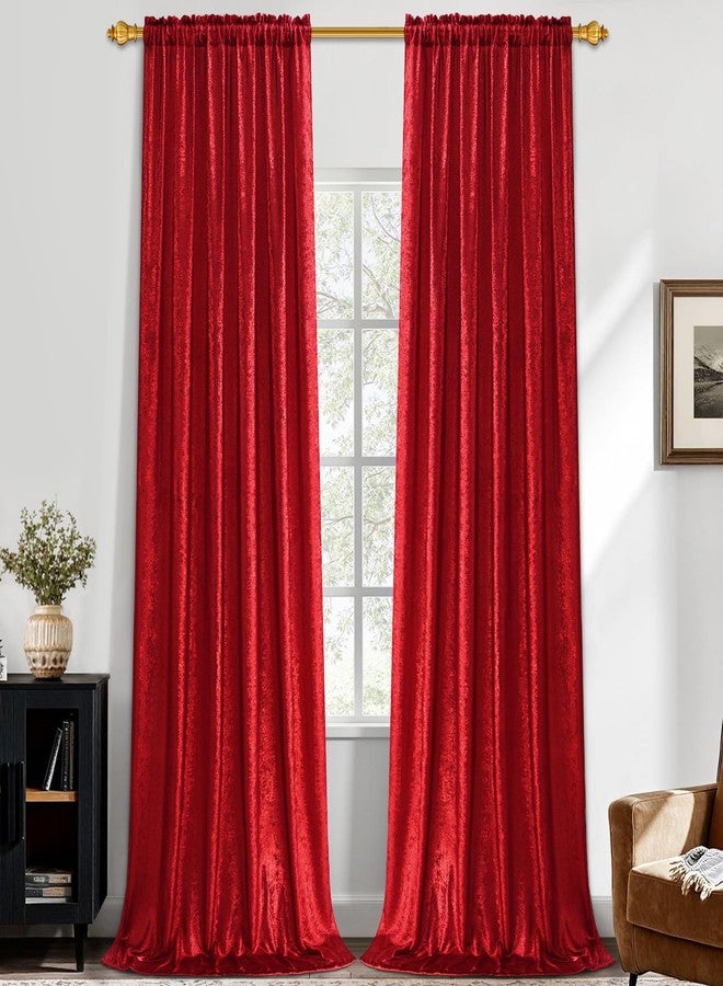 FRAMICS Red Curtains 84 inch Long, Living Room Curtains Red Foil Print Drapes for Bedroom, Light Filtering Window Treatments Rod Pocket for Christmas Decor, 52x84 inch - Image 3